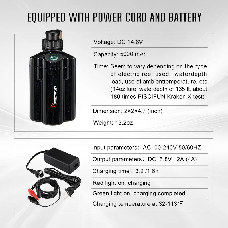 PiscifunĀ® Battery For Electric Big Game Reels 5000 mAh 2025 New - Image 2