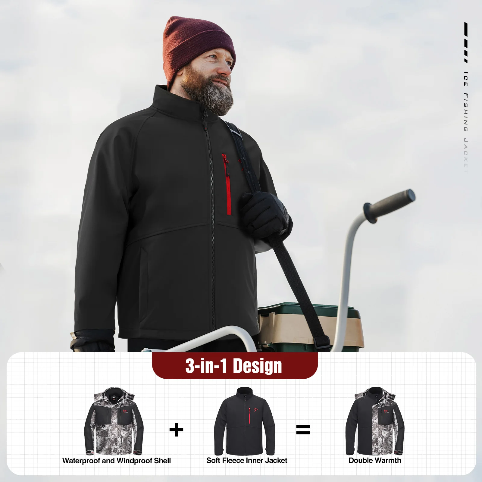 Piscifun Ice Fishing 3-in-1 Jacket Waterproof Fishing Jackets - Image 3