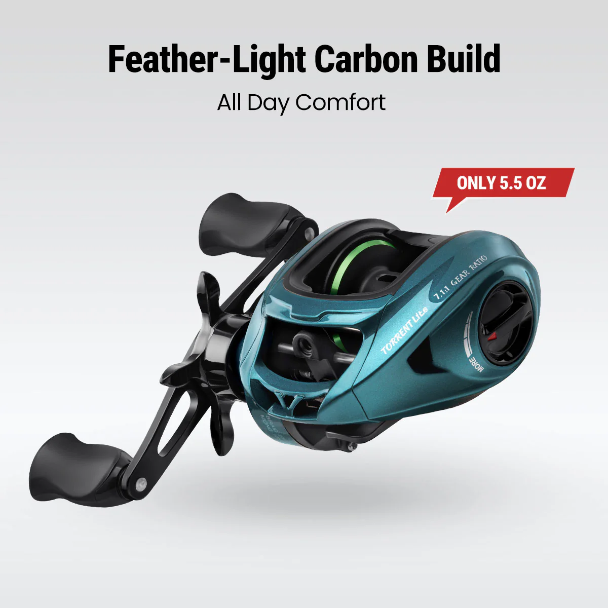 Piscifun® Lite Ultra Light Low Profile Baitcasting Reel with Black & Teal Baitcaster - Image 17