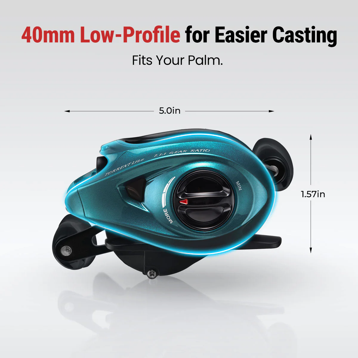 Piscifun® Lite Ultra Light Low Profile Baitcasting Reel with Black & Teal Baitcaster - Image 19