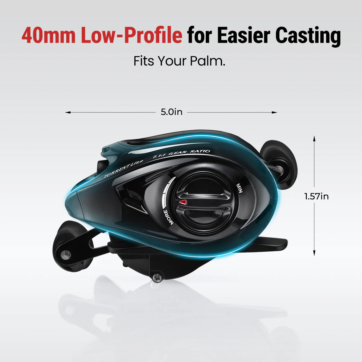 Piscifun® Lite Ultra Light Low Profile Baitcasting Reel with Black & Teal Baitcaster - Image 7