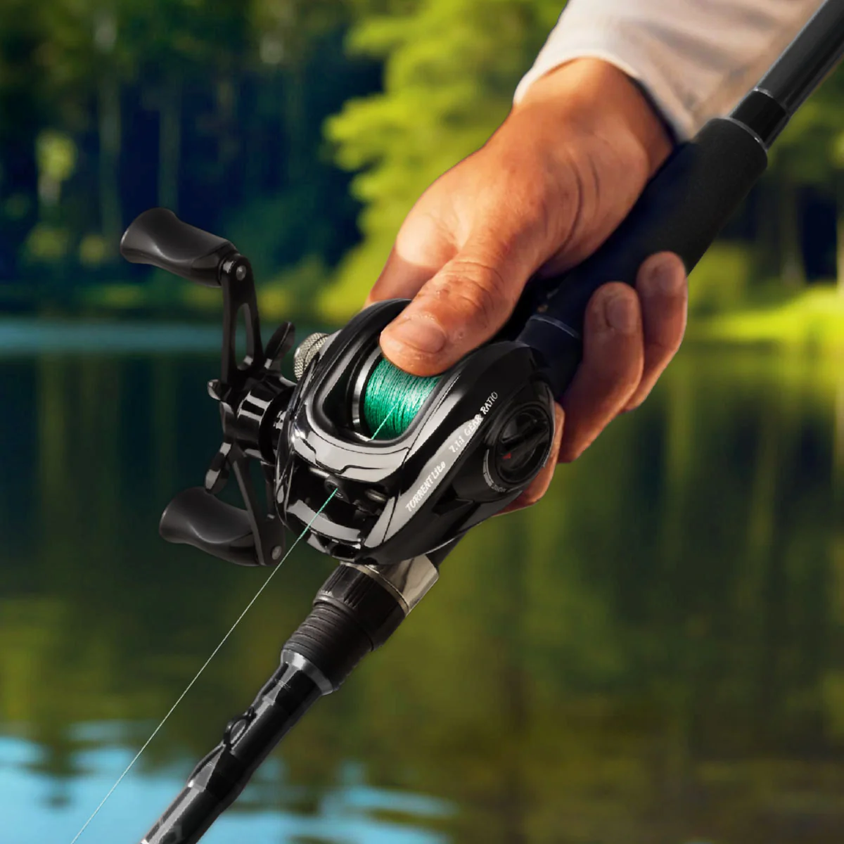 Piscifun® Lite Ultra Light Low Profile Baitcasting Reel with Black & Teal Baitcaster - Image 8