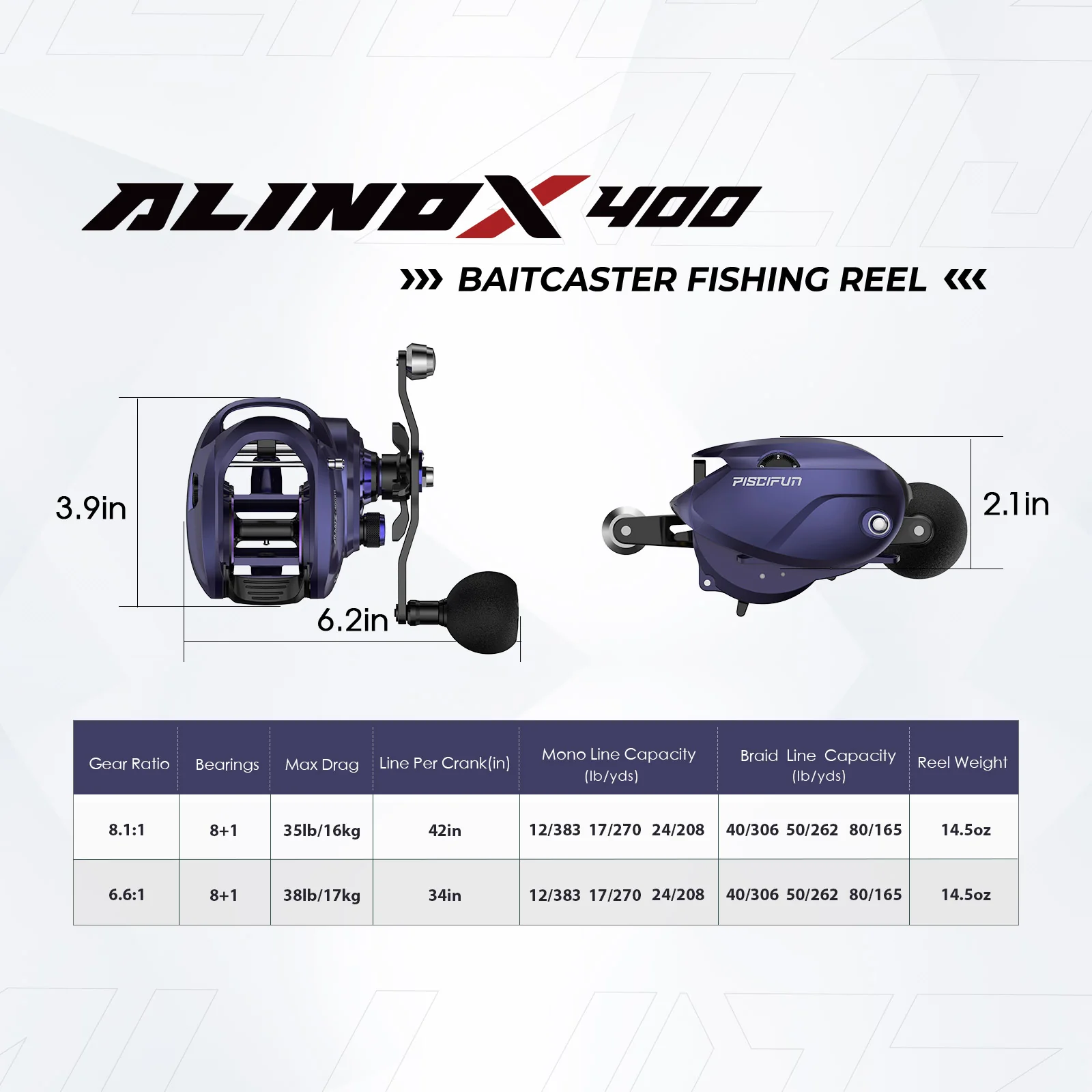 Piscifun® AlinoX 400 Saltwater  Freshwater Baitcasting Reel With Bait Clicker - Image 27