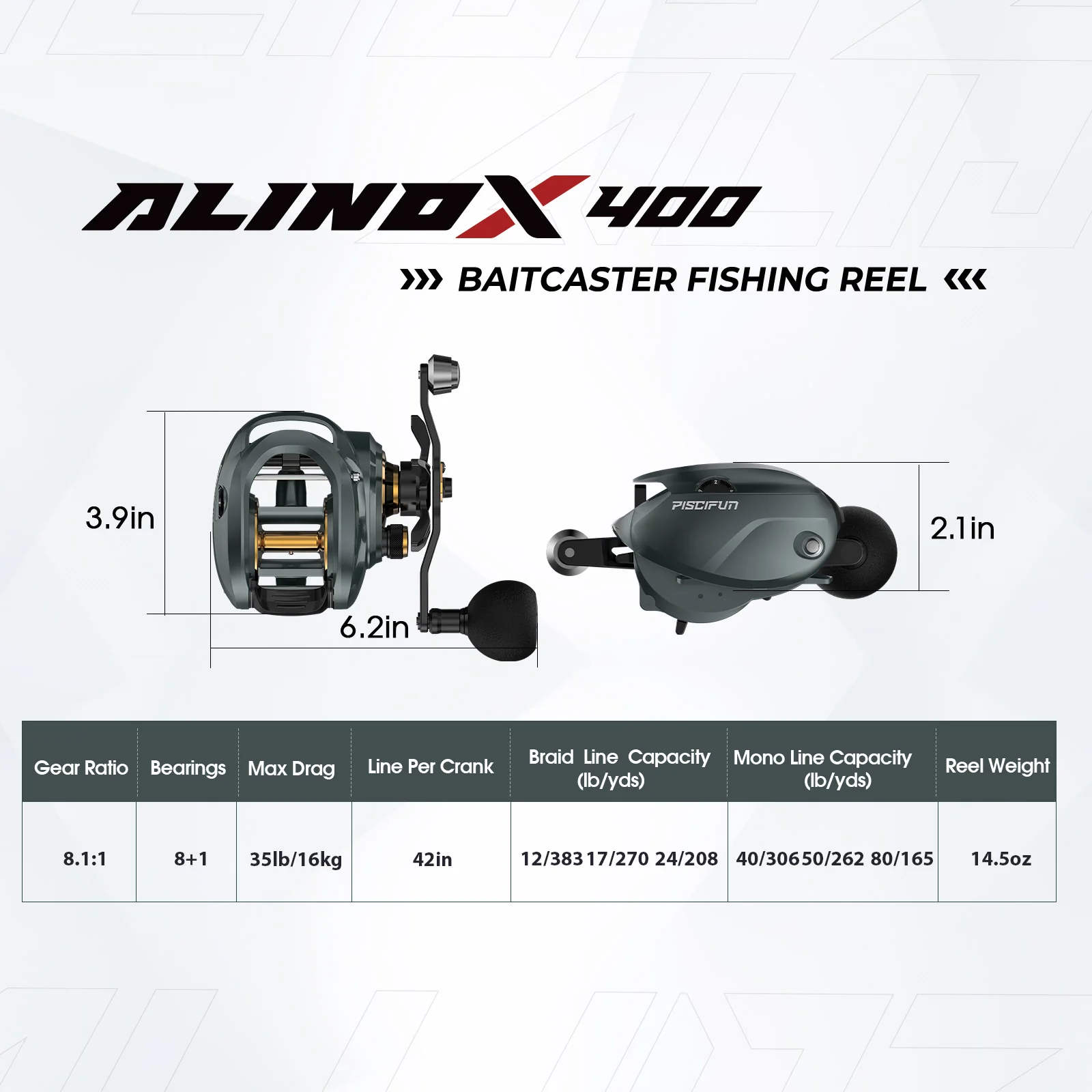 Piscifun® AlinoX 400 Saltwater  Freshwater Baitcasting Reel With Bait Clicker - Image 26